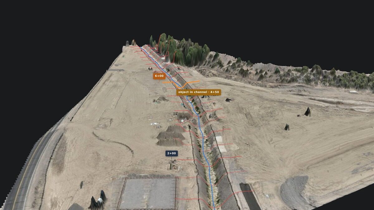 Graded site and drainage channel